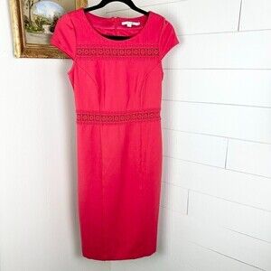 Boden Fuchsia Lace-Trim Sheath Dress